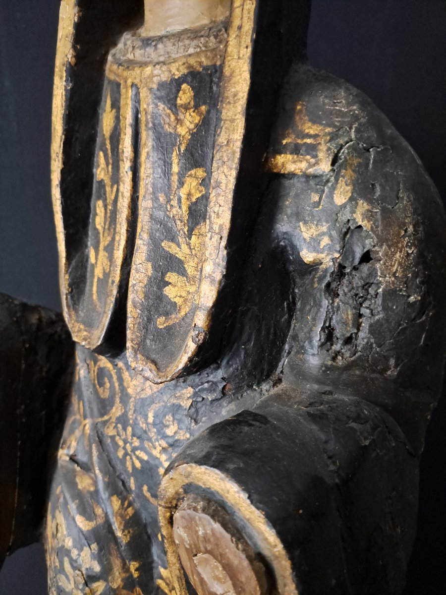 Italy Early XIX, Sculpture Of Saint Personnage H 93 Cm-photo-8