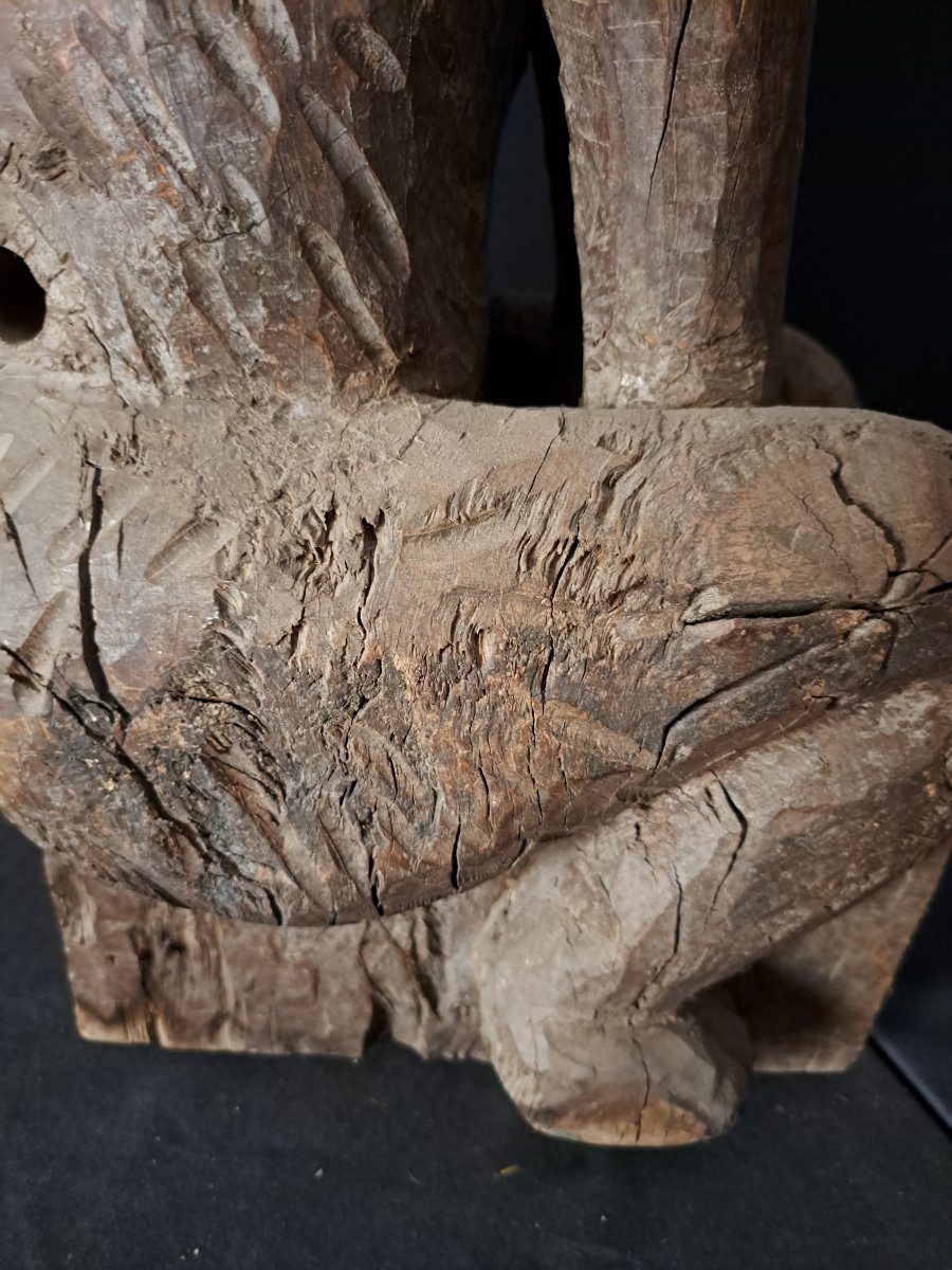France XVIè,  Grande Sculpture en bois  gargouille de Loup   (L81 cm)-photo-6