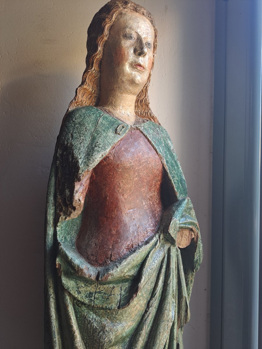 France fin XVè  : Sculpture de Sainte Marie Madeleine ( H 89 cm)