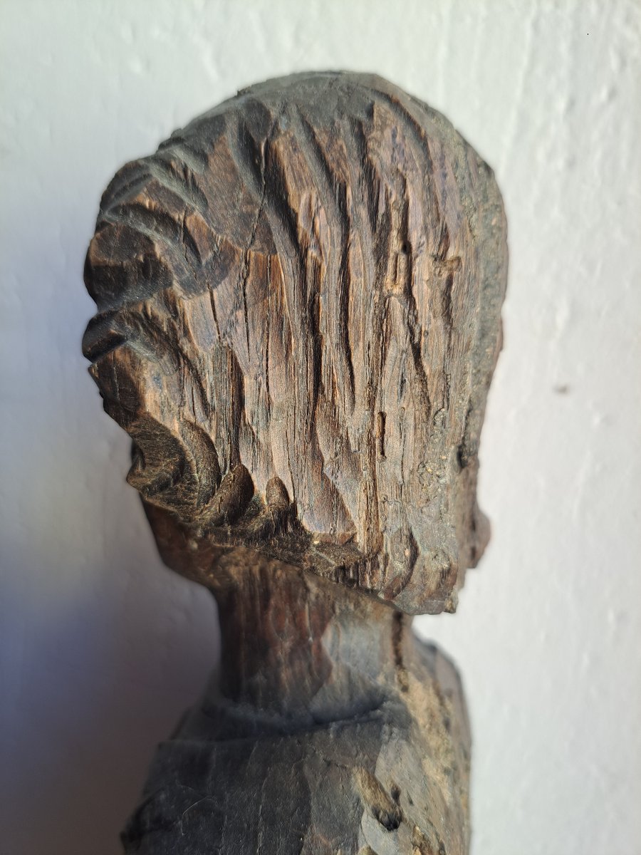 19th-century France, Angel Sculpture In The 14th-century Style, H 52 Cm-photo-4
