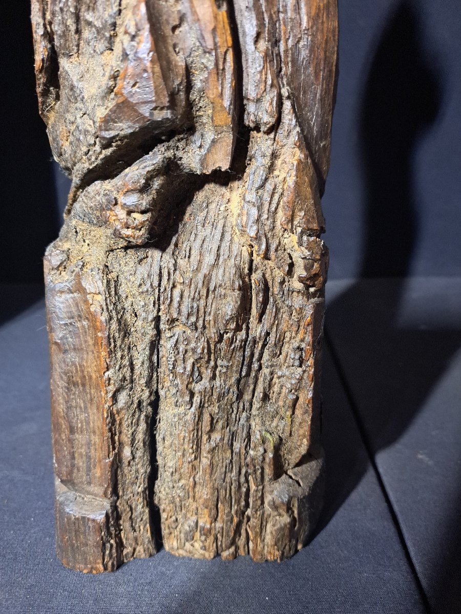 19th-century France, Angel Sculpture In The 14th-century Style, H 52 Cm-photo-4