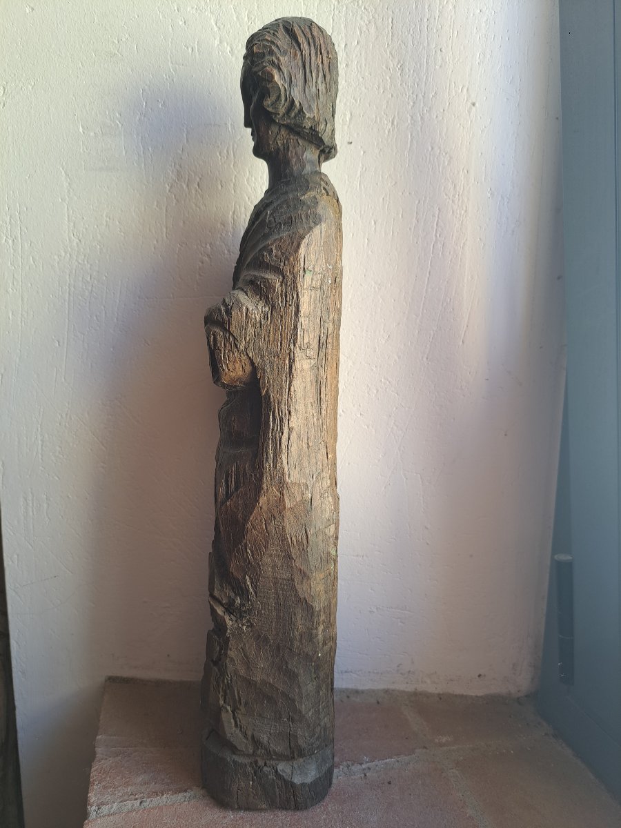 19th-century France, Angel Sculpture In The 14th-century Style, H 52 Cm-photo-7