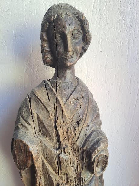 19th-century France, Angel Sculpture In The 14th-century Style, H 52 Cm