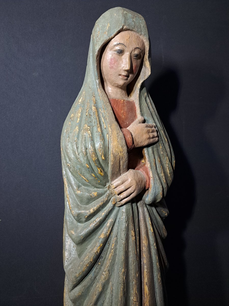 France, Début XVè : Sculpture de Vierge de Calvaire H 86 cm-photo-2