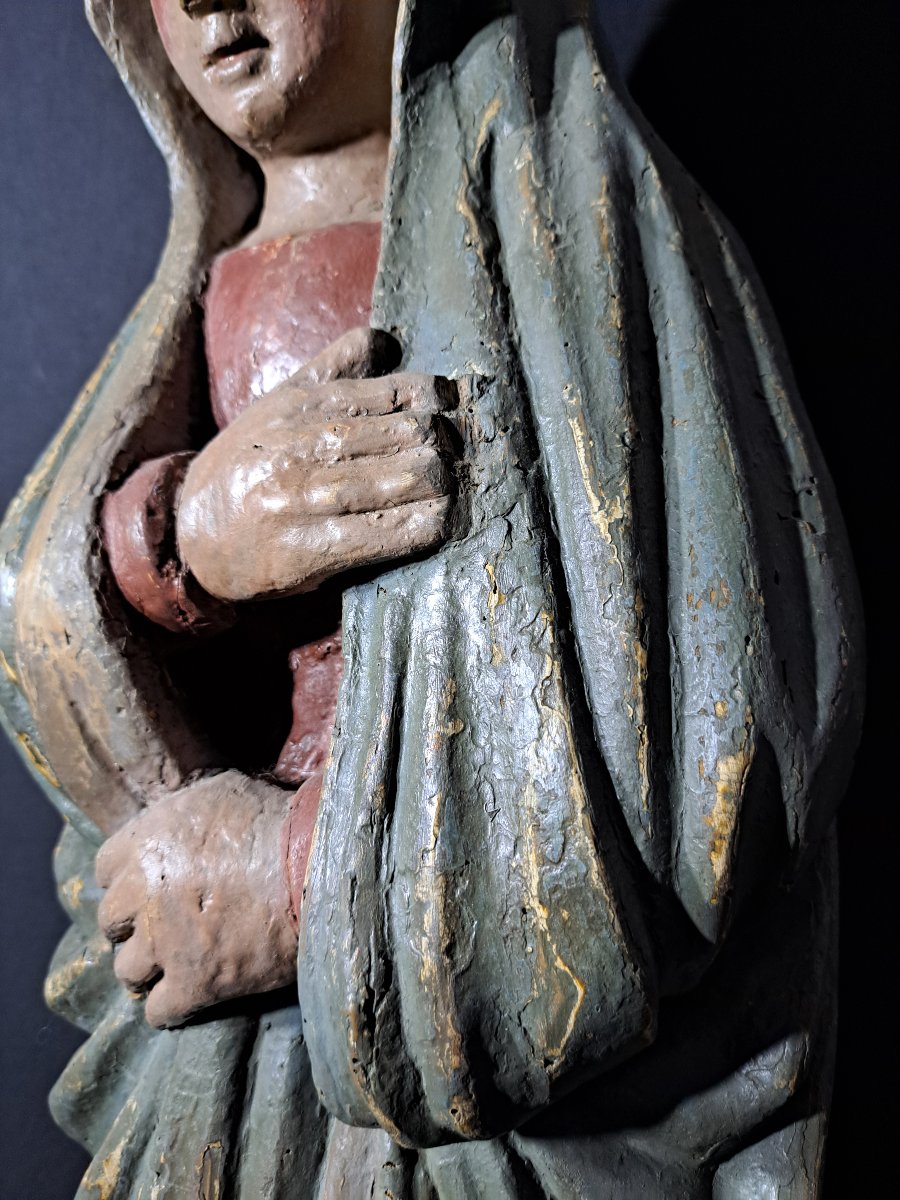 France, Début XVè : Sculpture de Vierge de Calvaire H 86 cm-photo-4