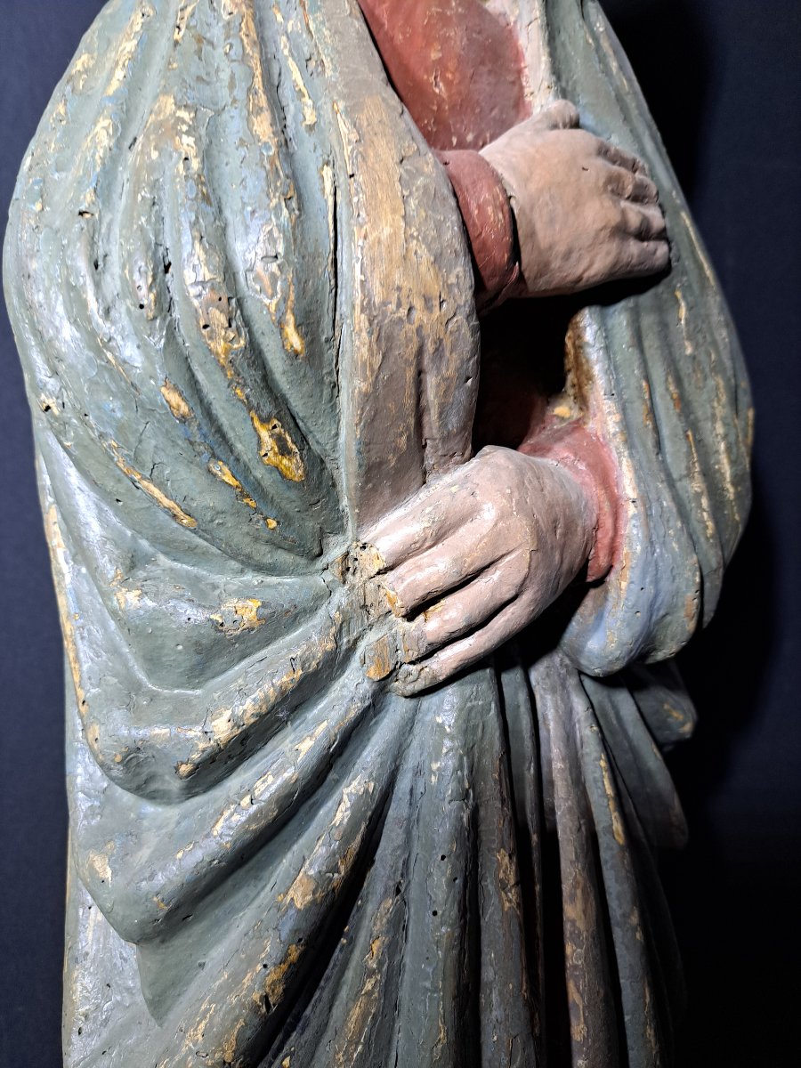 France, Début XVè : Sculpture de Vierge de Calvaire H 86 cm-photo-3