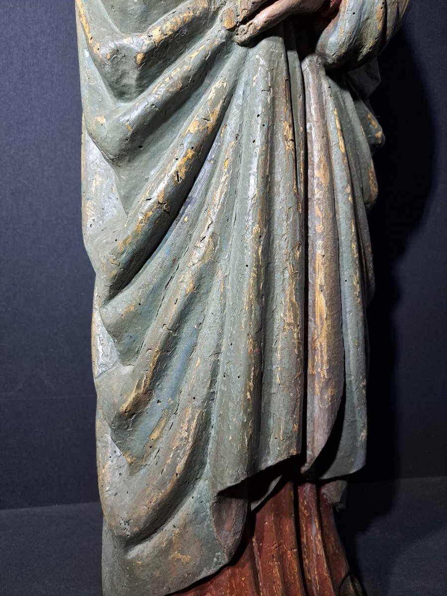 France, Début XVè : Sculpture de Vierge de Calvaire H 86 cm-photo-4