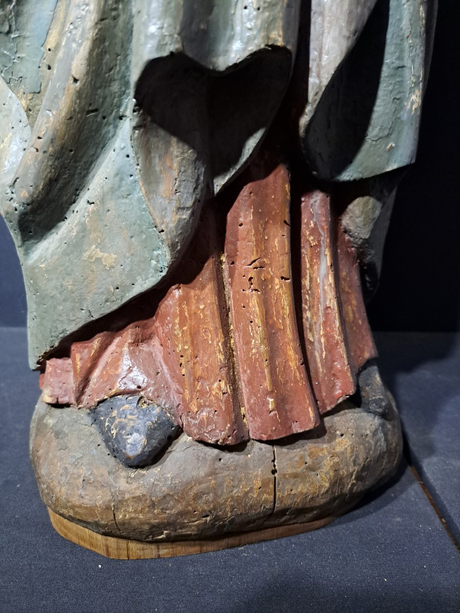France, Début XVè : Sculpture de Vierge de Calvaire H 86 cm-photo-5