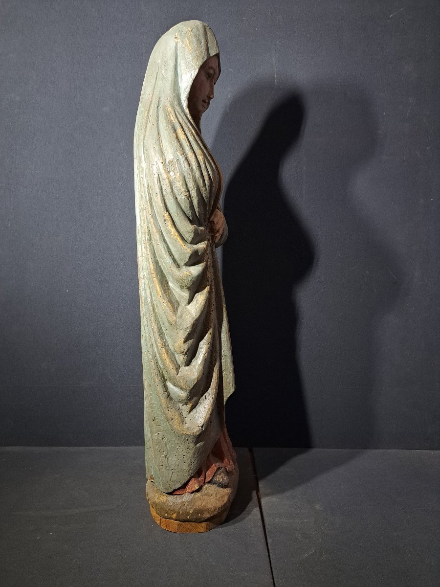 France, Début XVè : Sculpture de Vierge de Calvaire H 86 cm-photo-6