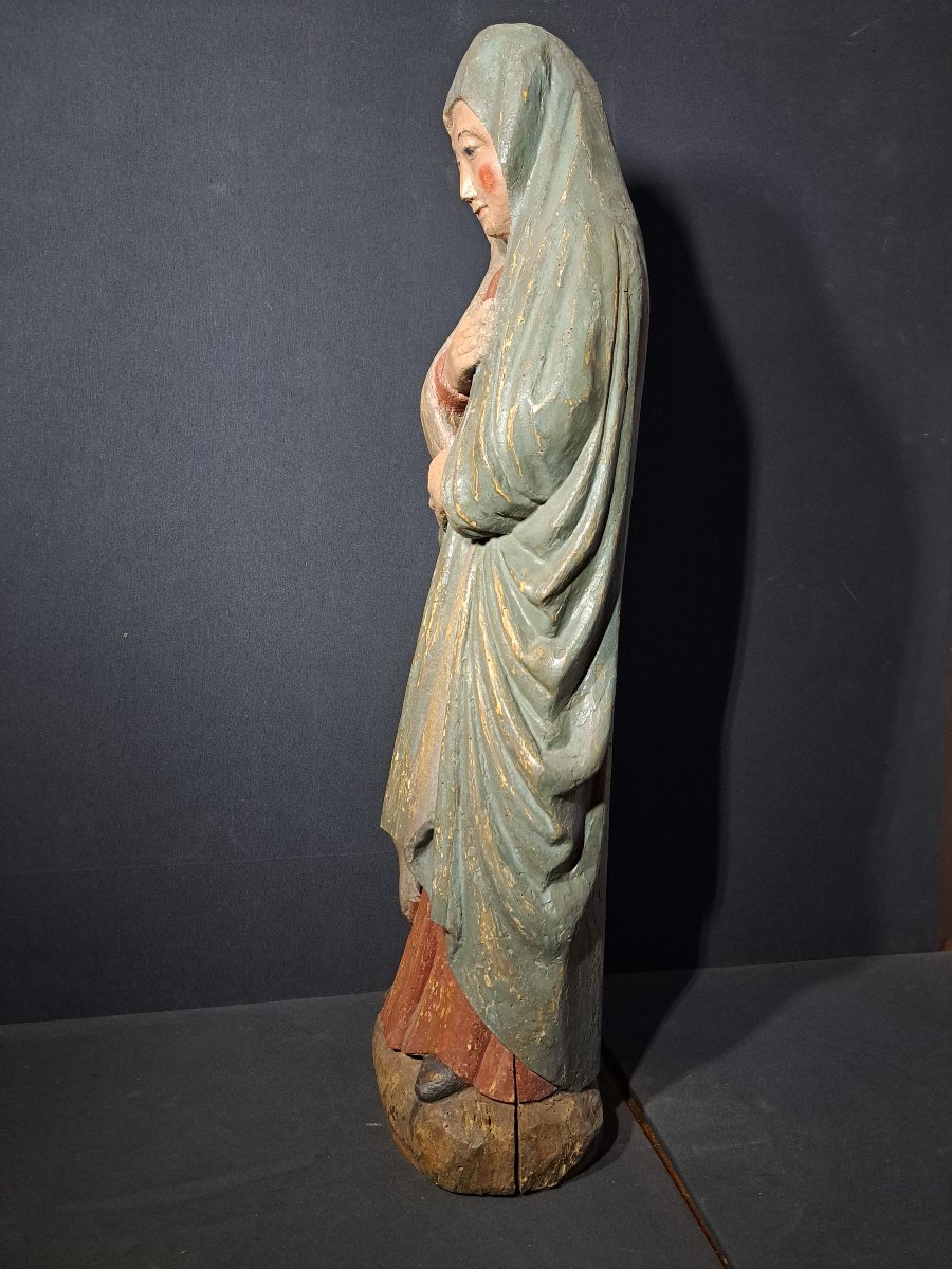 France, Début XVè : Sculpture de Vierge de Calvaire H 86 cm-photo-7