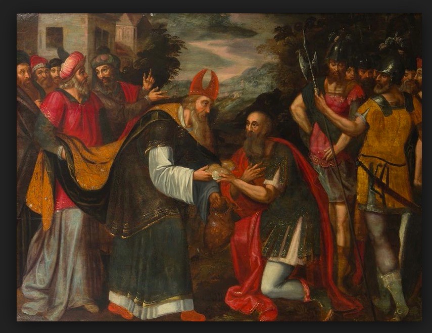 Ecole Flamande 1560 Suiveur De Michel Coxie, La Rencontre d'Abraham Et De Melchisedech (73x105)
