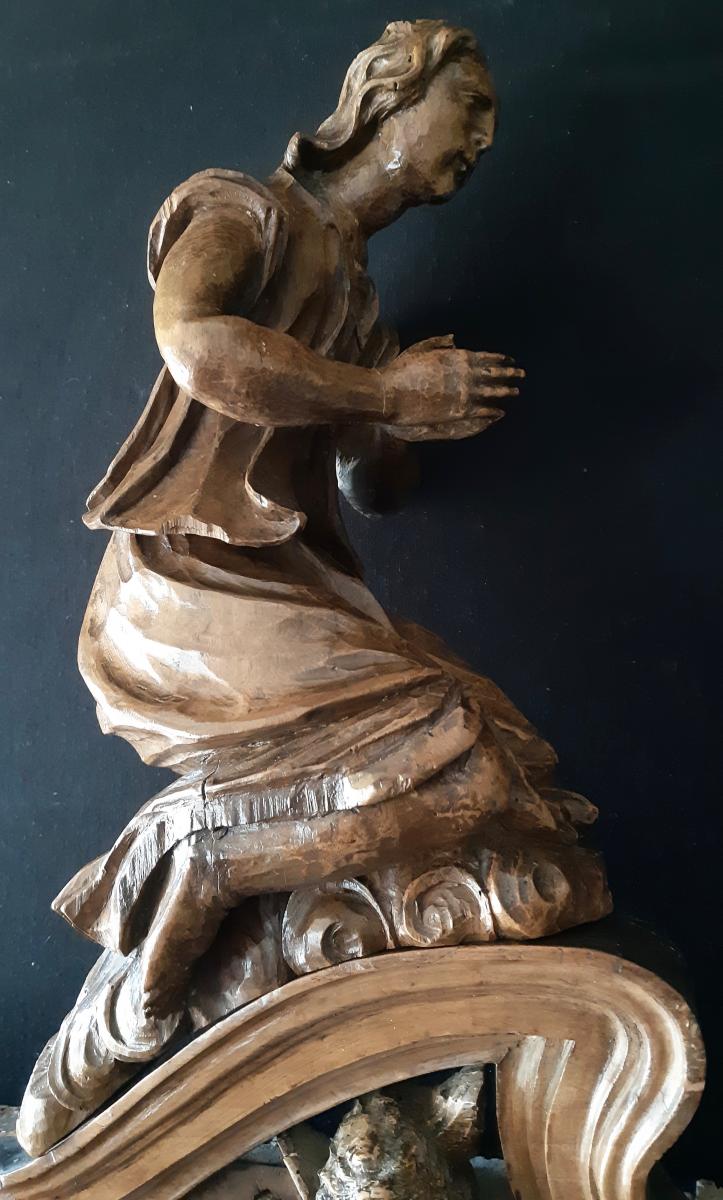 Eléments De Retable En Noyer Sculpté XVIIème (H 100 Cm / L 62 Cm Chacun)-photo-5
