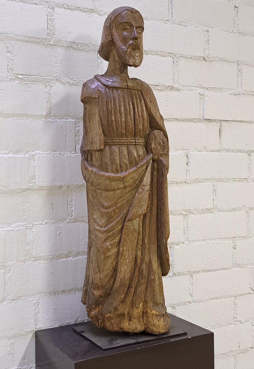 Grande sculpture de Saint Homme en bois sculpté  XVIIème (94 cm )-photo-4