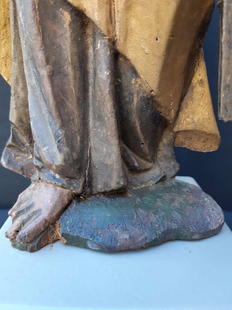 Saint Paul, Polychromed Wood Sculpture Second Half Of The XVIIth Century (h 33 Cm Without Base)-photo-5