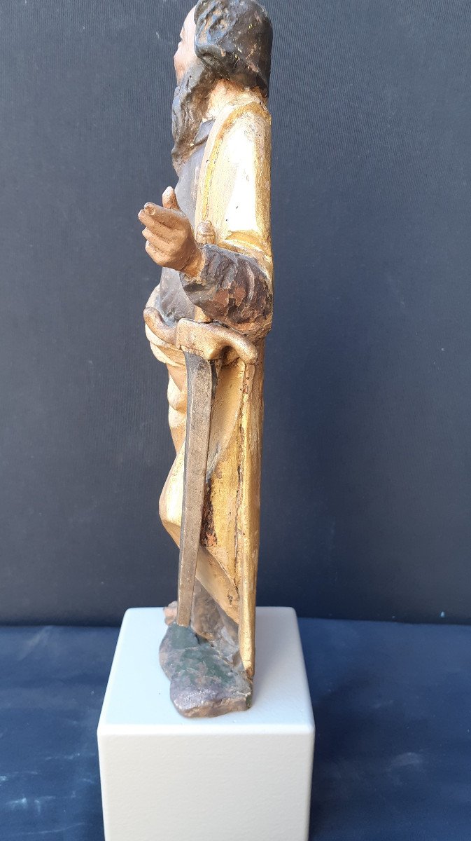 Saint Paul, Sculpture Bois Polychromé Seconde Moitié Du  XVIIème (H 33 Cm Sans Socle)-photo-7