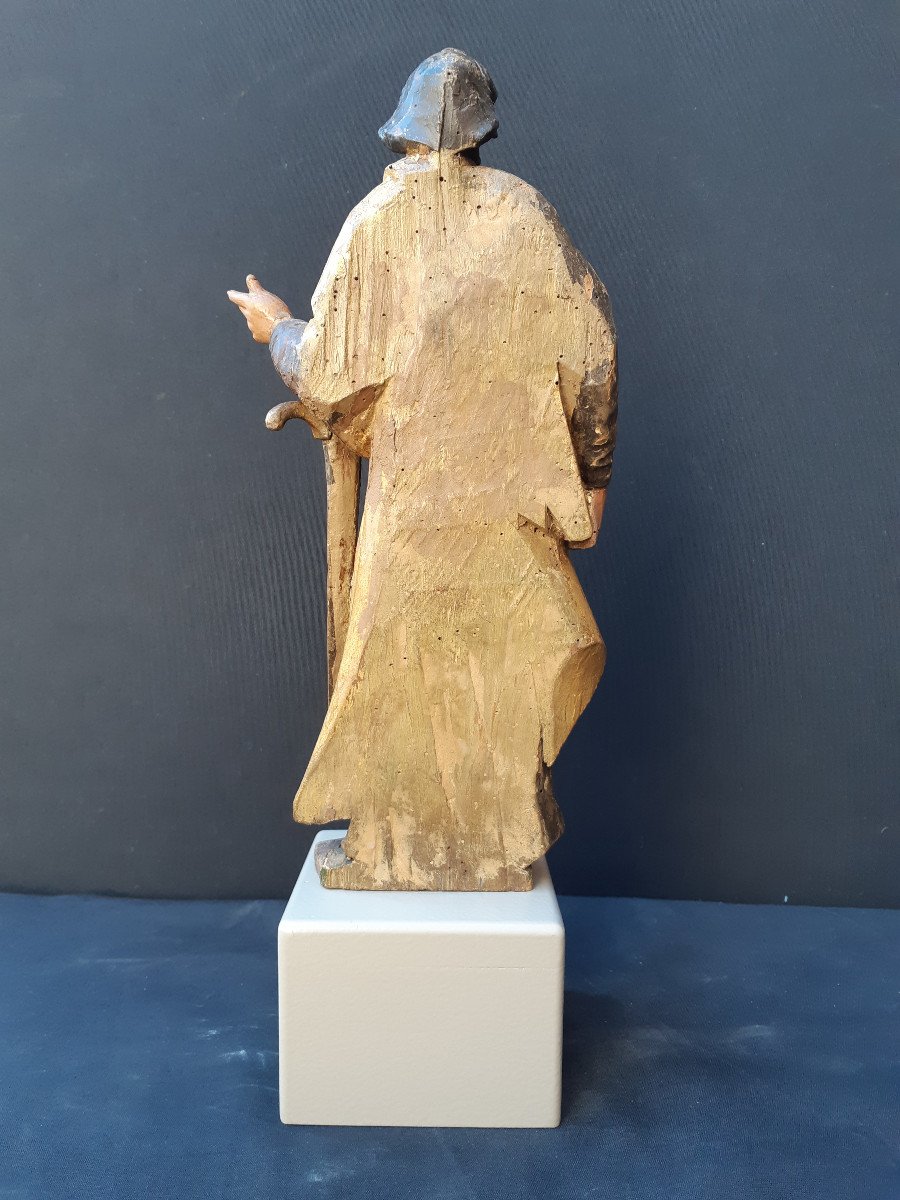 Saint Paul, Sculpture Bois Polychromé Seconde Moitié Du  XVIIème (H 33 Cm Sans Socle)-photo-8