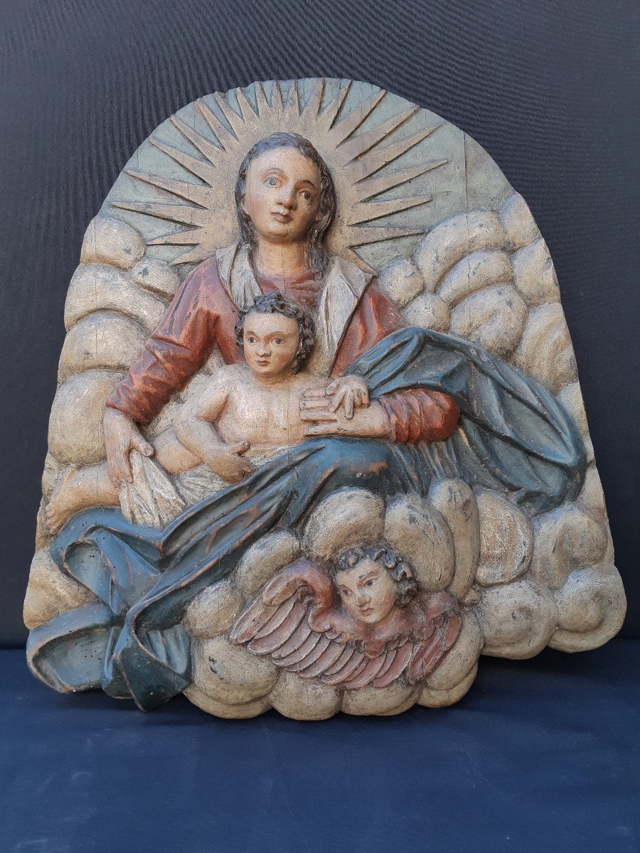 German School Late 18th Early 19th Century: Grand Tondo Of Virgin And Child (h 60 Cm)  Icône De Validation Par La Communauté-photo-4