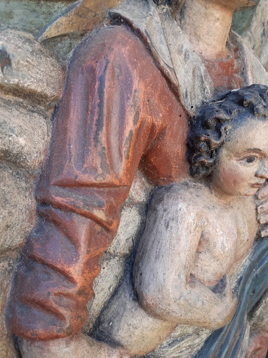 Ecole Allemande Fin XVIIIè Début XIXè :  Grand Tondo De Vierge à l'Enfant  (H 60 Cm L 57 cm)-photo-2