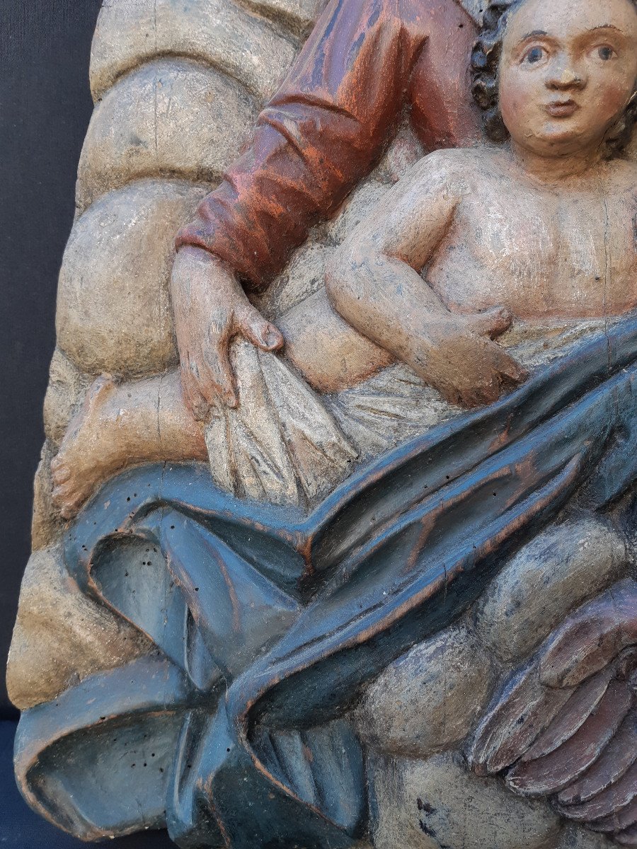 Ecole Allemande Fin XVIIIè Début XIXè :  Grand Tondo De Vierge à l'Enfant  (H 60 Cm L 57 cm)-photo-5