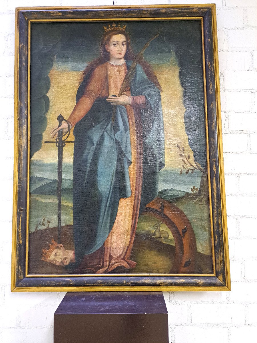 French School XVIIIth, Saint Catherine Of Alexandria (l 89 Cm H 129 Cm)