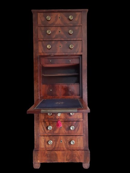 Secrétaire En Placage d'Acajou Style Louis XVI, XIXème ( H174 Cm  / L 62 Cm)