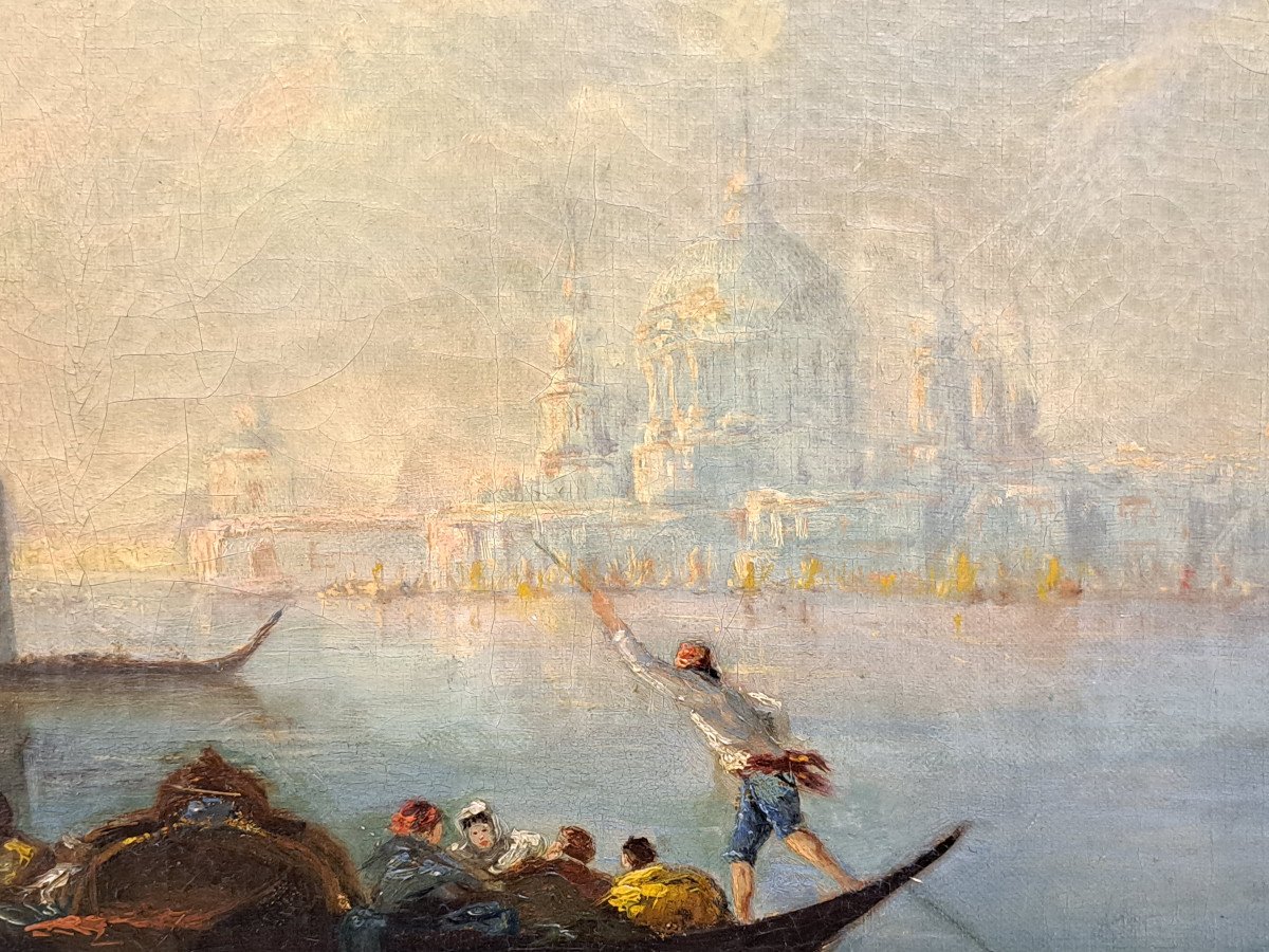 Ecole Française Début XXème, Vue De Venise (H 54 / L 73 Cm)-photo-2