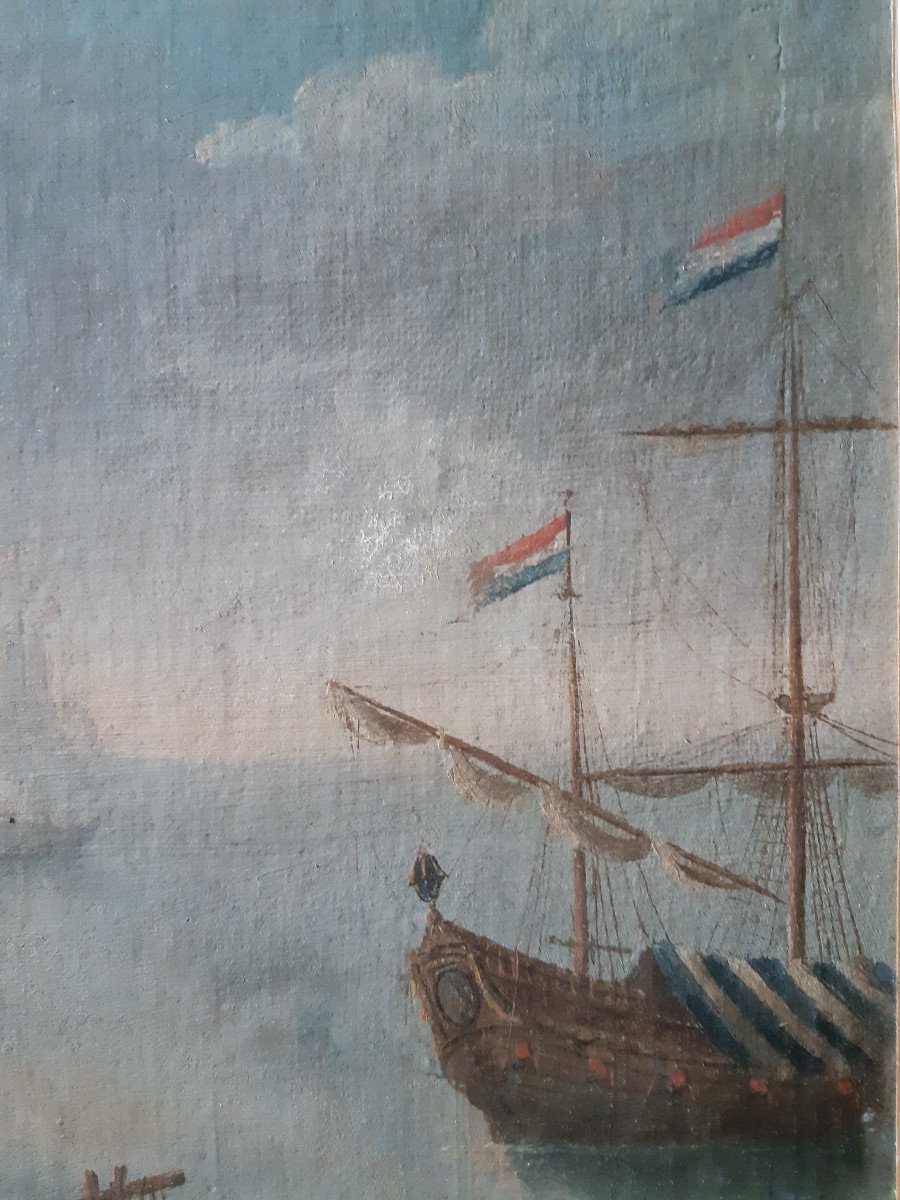 18th Century Dutch School, Pair Of Port Scene (h 49 Cm / L 74 Cm)-photo-6