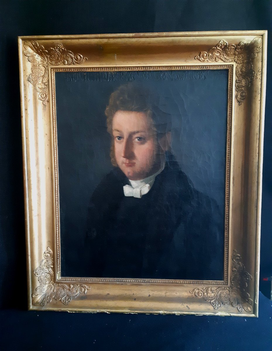 XIXth French School, Portrait Of Young Man (h 59 / L 47.5 Cm)