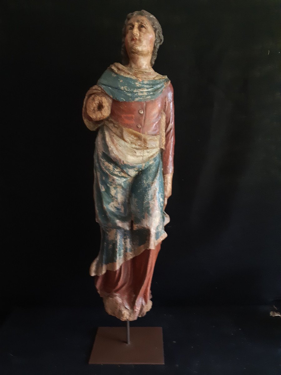 Sculpture Of St Jean De Calvaire In Polychromed Wood XVIIIth Height 95 Cm-photo-3
