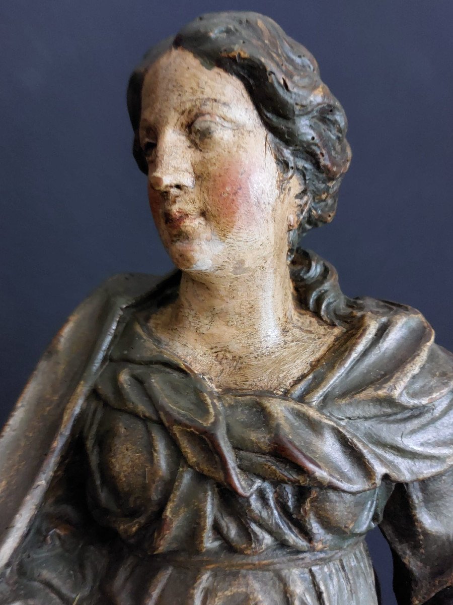 Grande Sculpture De Sainte Catherine d'Alexandrie, XVIIIème ( H 69 Cm)