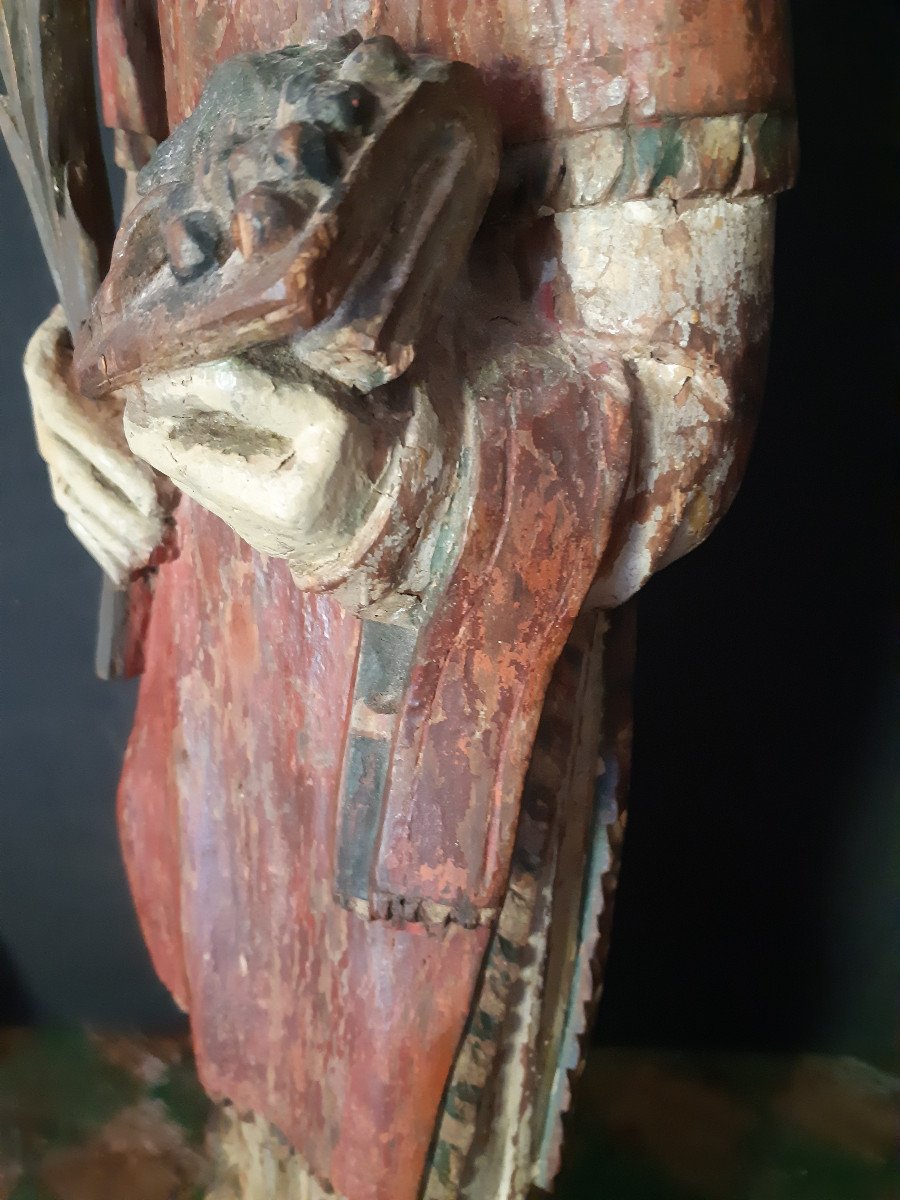 Wooden Sculpture St Vincent XVIIIth (h 60 Cm)-photo-2