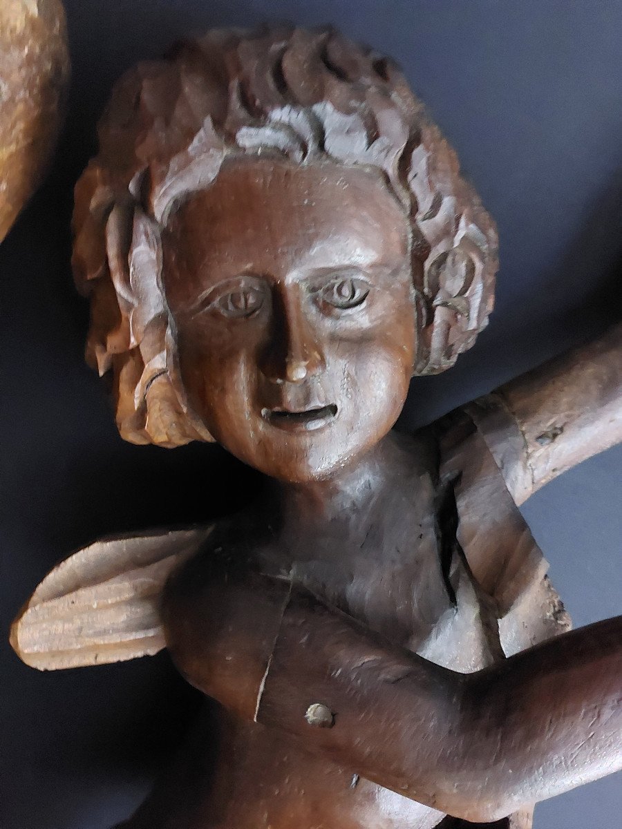 Italie Du Nord, 1ère Moitié Du XVIIIème, Paire d'Anges  H 87 Cm-photo-4