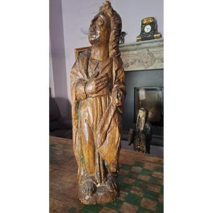 17th Century French School, Sculpture Of St Jean De Calvaire (h 80 Cm)