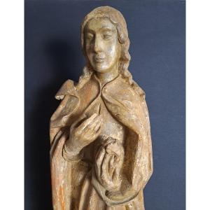 French School Early 16th Century,  Sculpture Of Saint John (h 89cm)