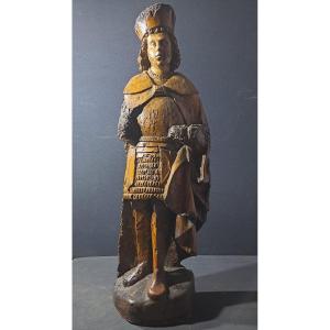 France, Début XVIè,  Sculpture De Saint Maurice  H 70 Cm