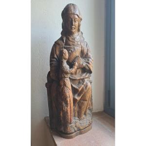 France XVIè,  Sculpture de Ste Anne ou l'Education de la Vierge (H 59 cm)