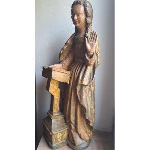 France XVIIè, Sculpture de Vierge de l'Annonciation (H 61 cm)