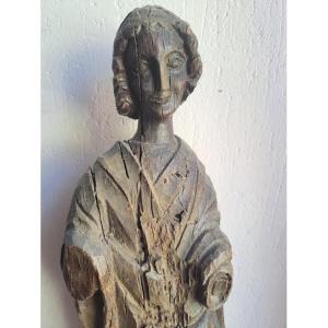 19th-century France, Angel Sculpture In The 14th-century Style, H 52 Cm