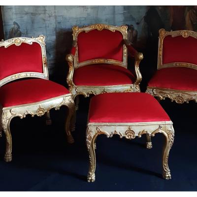 Living Room Furniture Including Armchair, Pair Of Chairs And Stool Italy XVIII