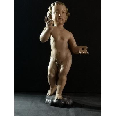 Fin  XVIIIème Début XIXème, Sculpture d' Enfant Jésus (47 Cm)