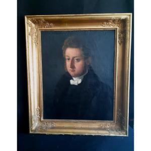 XIXth French School, Portrait Of Young Man (h 59 / L 47.5 Cm)