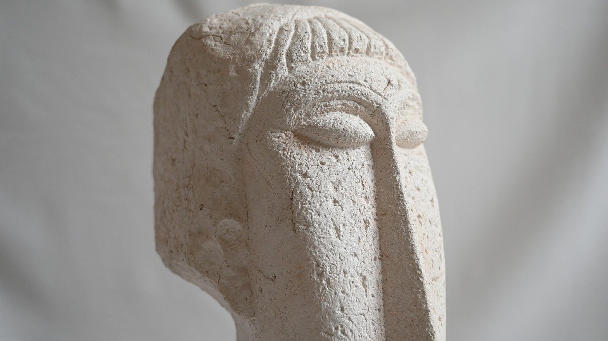 Amedeo Modigliani (after), Head Of A Woman In Terracotta By Rmn Grand Palais-photo-2