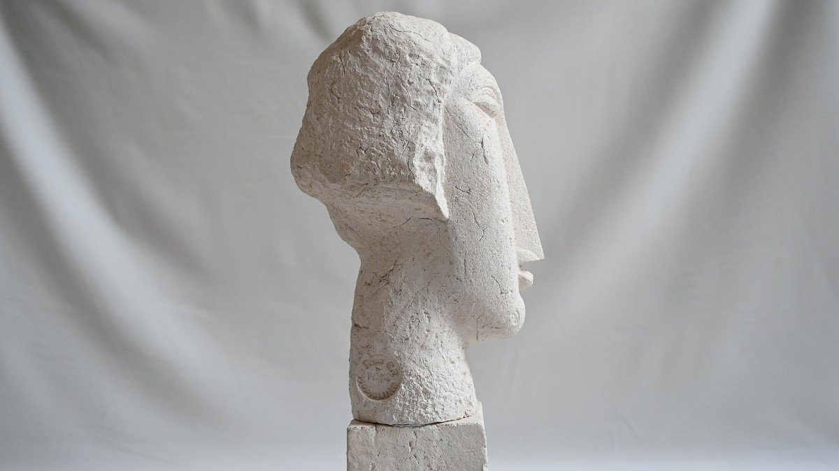 Amedeo Modigliani (after), Head Of A Woman In Terracotta By Rmn Grand Palais-photo-1