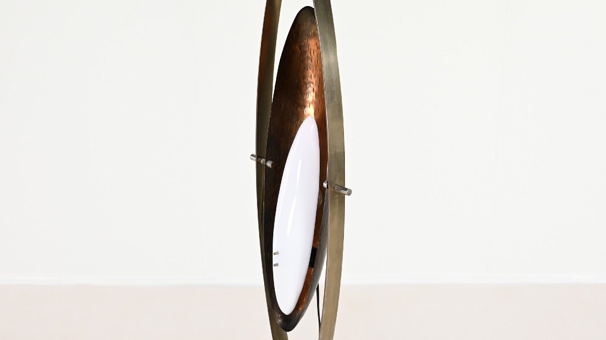 Goffredo Reggiani, Floor Lamp In Steel, Marble, Acrylic Glass And Copper. Italy, C.1960-photo-1