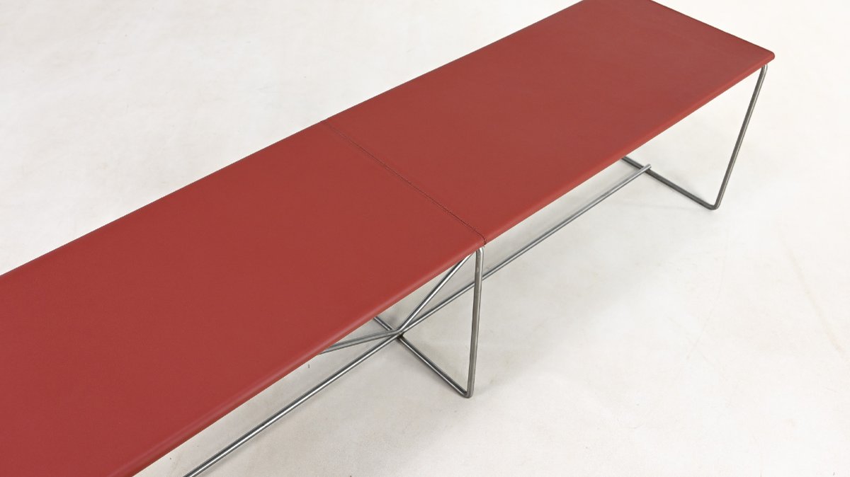  Banc Minimaliste, Cuir Et Acier. C.1980-photo-1