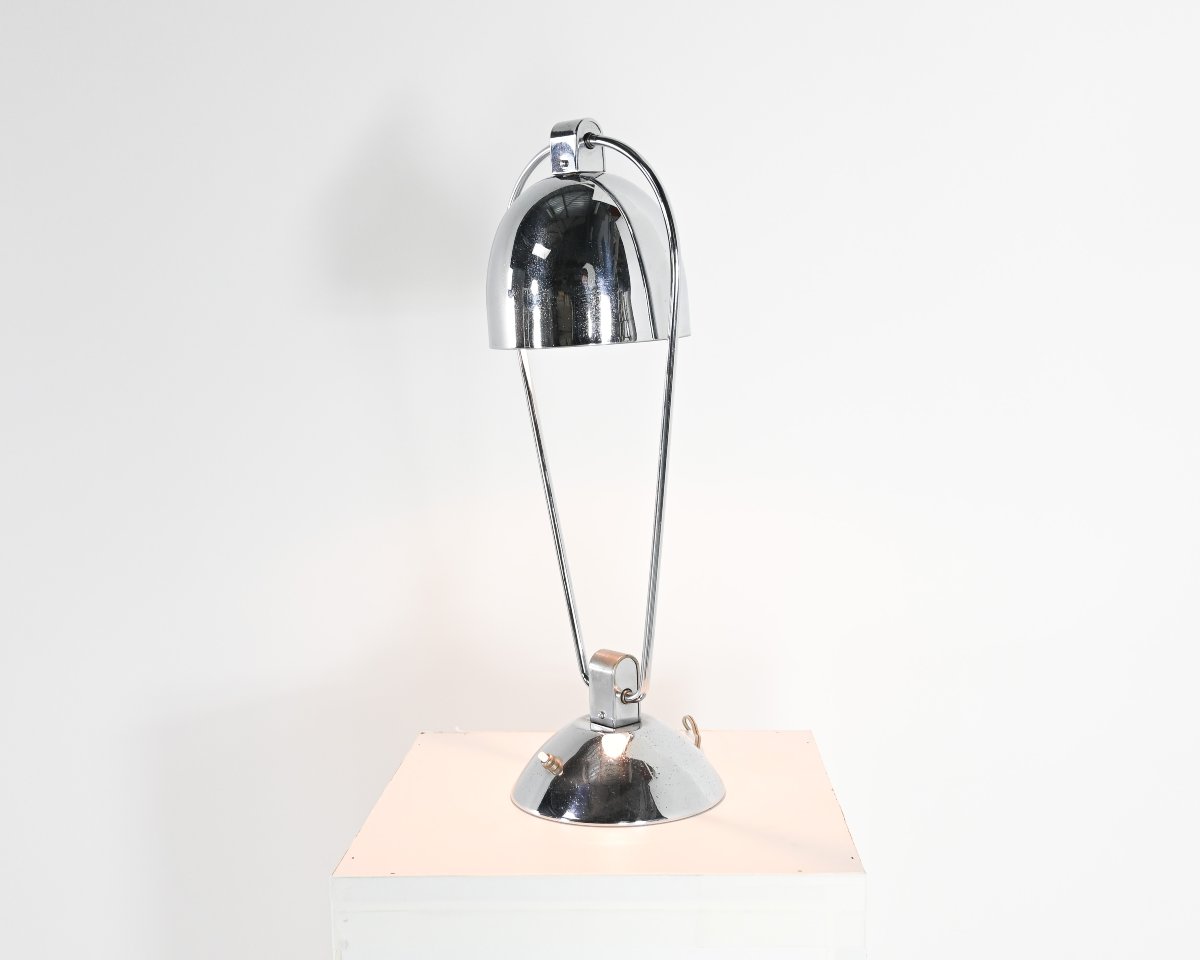 Lampe design Yves Jujeau et André Mounique pour Jumo. Métal chromé, France C.1930.-photo-2