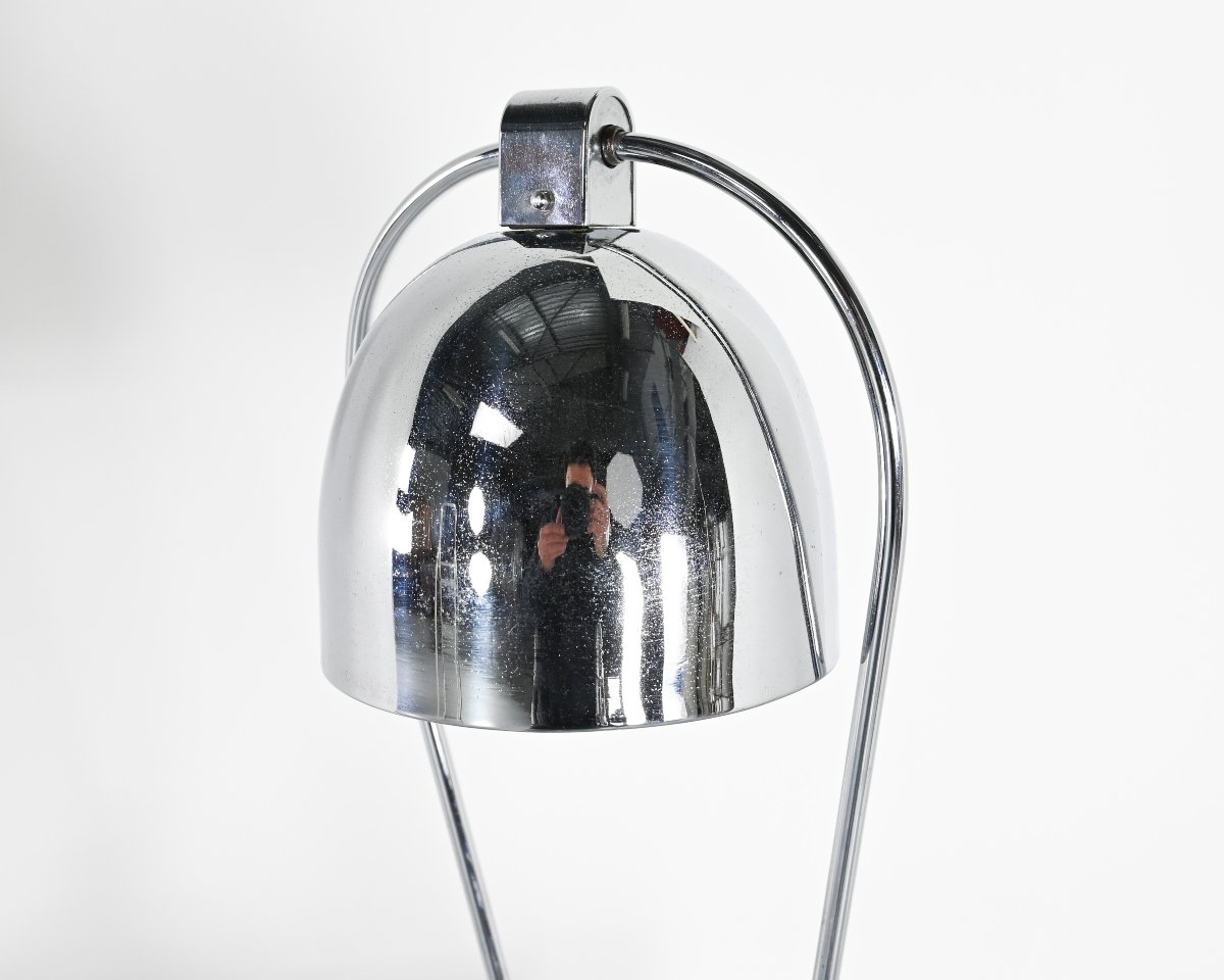 Lampe design Yves Jujeau et André Mounique pour Jumo. Métal chromé, France C.1930.-photo-4