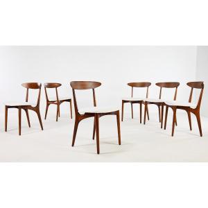 Kurt &oslash;stervig, Suite De 6 Chaise En Teck, Mod&egrave;le 27 Pour Brande M&oslash;belindustri