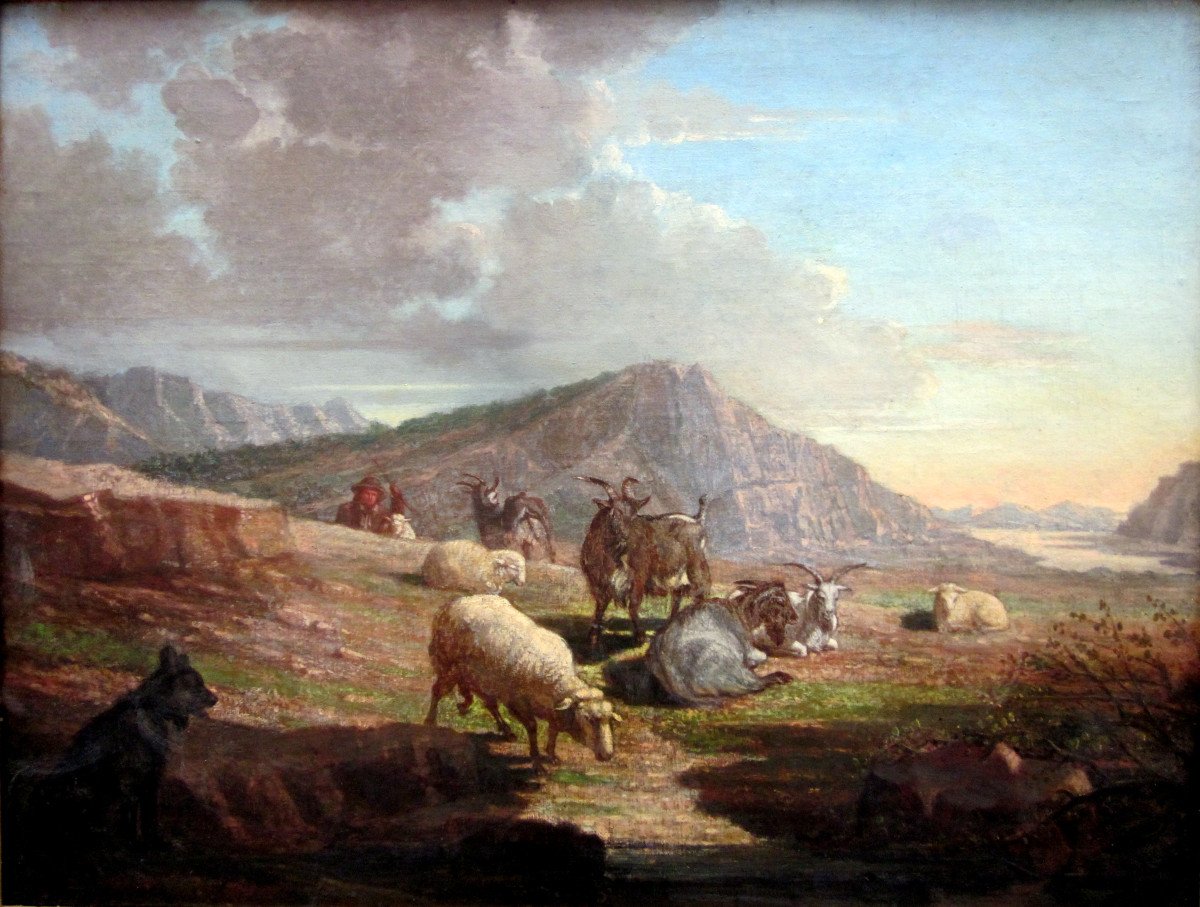 François Simon (1818-1896) Troupeau dans les calanques entre Marseille et Cassis