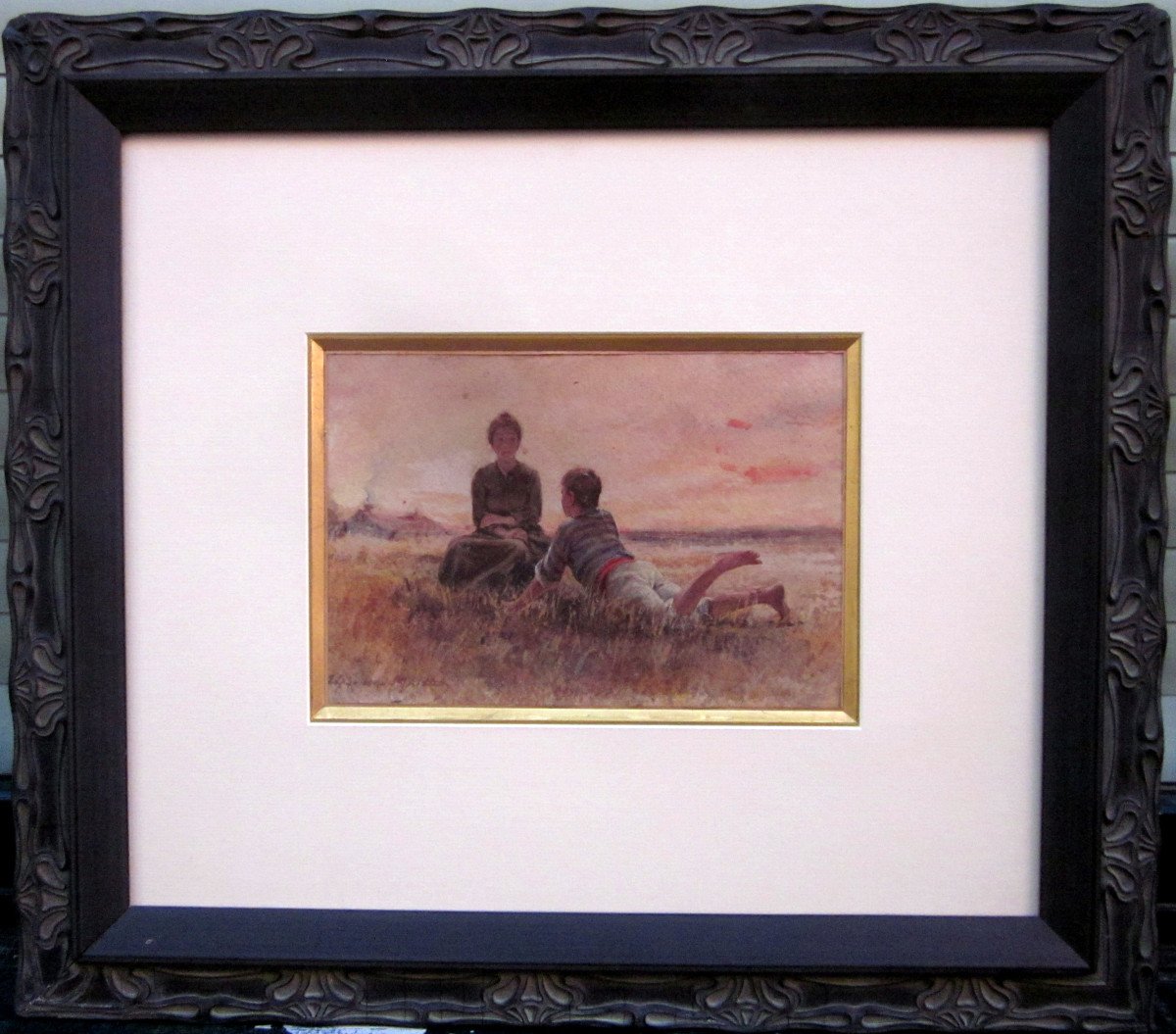 Alphonse Moutte (1840-1913) Young Peasants Lying In The Grass-photo-3